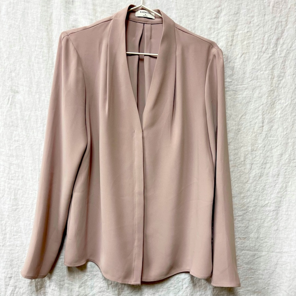 Babaton Long-sleeve Blouse - V-neck Button Down